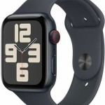 Apple Watch SE 2024 Cellular Aluminium 44mm Αδιάβροχο με eSIM και Παλμογράφο (Midnight Sport Band (M/L))