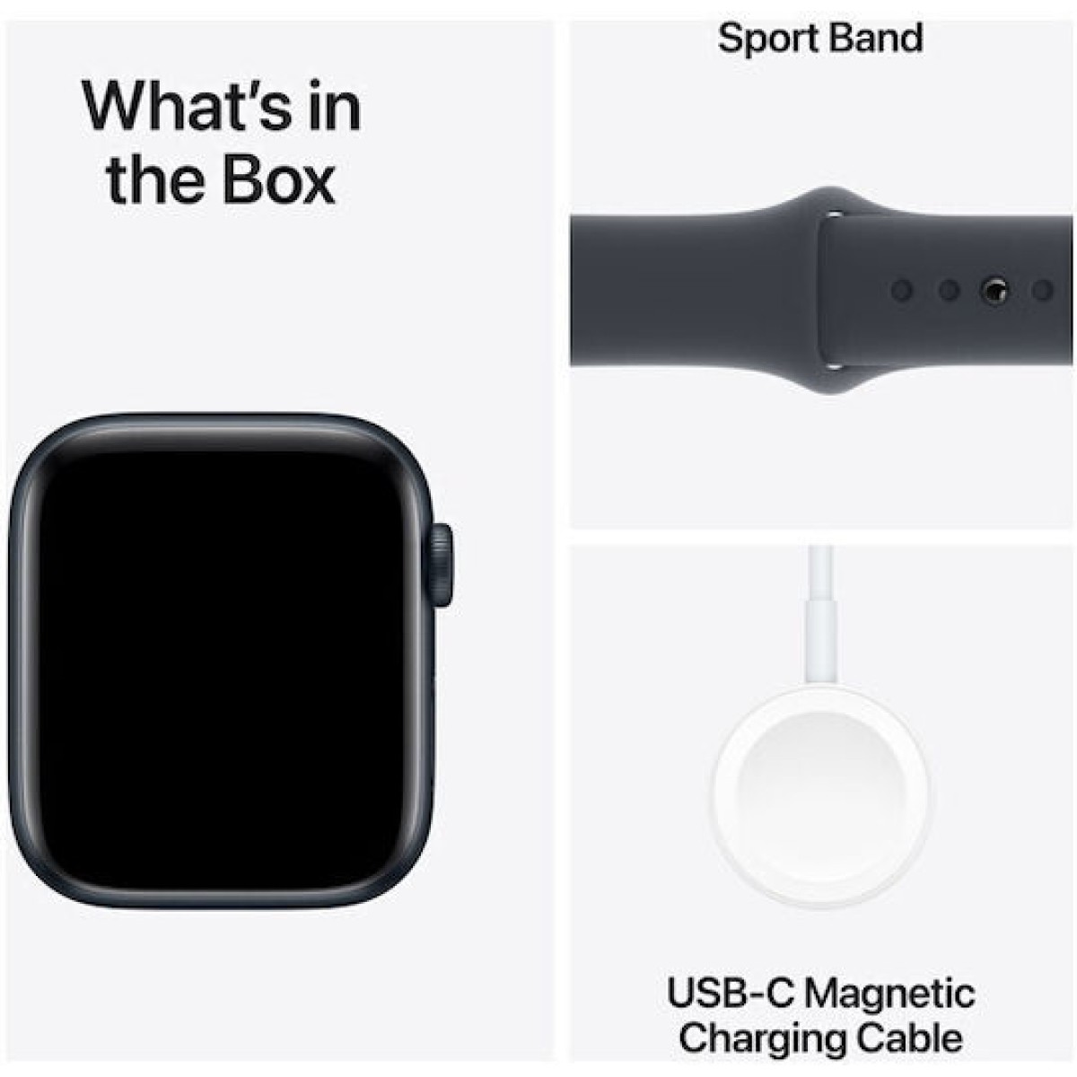 Apple Watch SE 2024 Cellular Aluminium 44mm Αδιάβροχο με eSIM και Παλμογράφο (Midnight Sport Band (M/L))