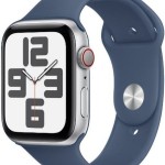 Apple Watch SE 2024 Cellular Aluminium 44mm Αδιάβροχο με eSIM και Παλμογράφο (Silver με Denim Sport Band (S/M))