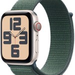 Apple Watch SE 2024 Cellular Aluminium 44mm Αδιάβροχο με eSIM και Παλμογράφο (Starlight με Lake Green Sport Loop)