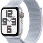Apple Watch SE 2024 Cellular Aluminium 44mm Αδιάβροχο με eSIM και Παλμογράφο (Silver με Cloud Blue Sport Loop)