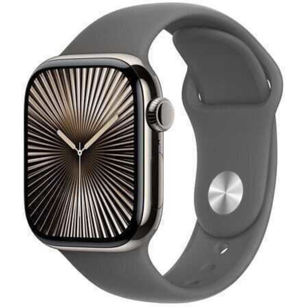 Apple Watch Series 10 Cellular Titanium 42mm Αδιάβροχο με eSIM και Παλμογράφο (Natural Titanium με Stone Grey Sport Band (S/M))