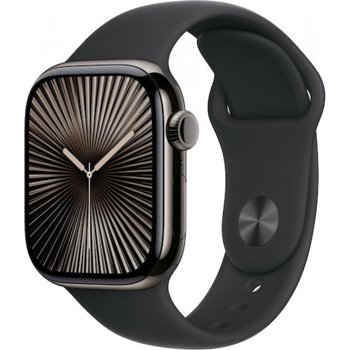 Apple Watch Series 10 Cellular Titanium 42mm Αδιάβροχο με eSIM και Παλμογράφο (Slate Titanium with Black Sport Band)
