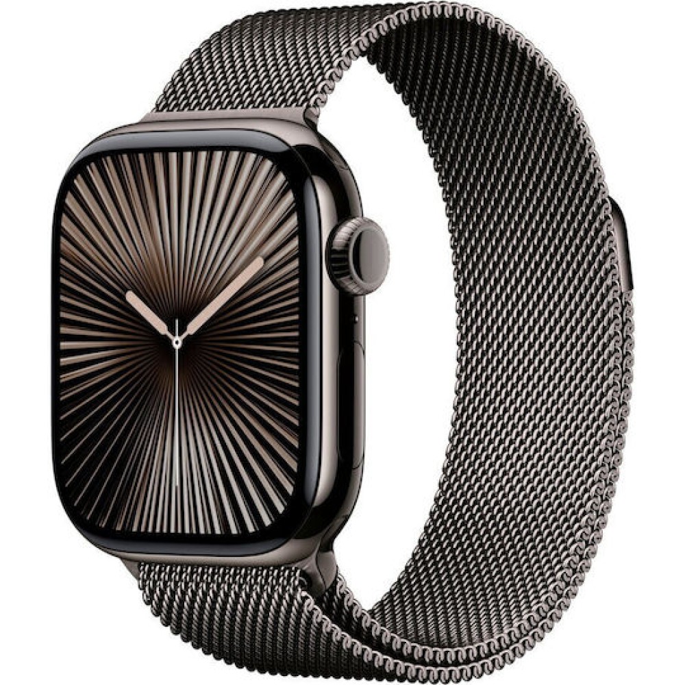 Apple Watch Series 10 Cellular Titanium 42mm Αδιάβροχο με eSIM και Παλμογράφο (Slate Titanium με Slate Milanese Loop)