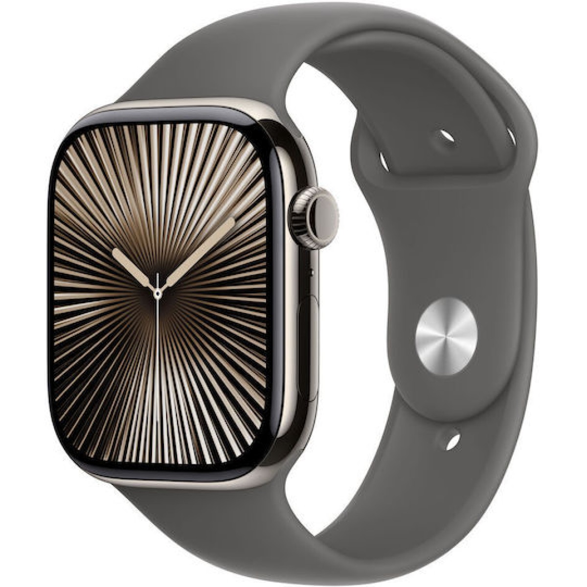 Apple Watch Series 10 Cellular Titanium 46mm Αδιάβροχο με eSIM και Παλμογράφο (Natural - Stone Grey Sport Band - S/M)