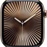 Apple Watch Series 10 Cellular Titanium 46mm Αδιάβροχο με eSIM και Παλμογράφο (Gold Titanium με Starlight Sport Band (M/L))