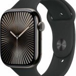 Apple Watch Series 10 Cellular Titanium 46mm Αδιάβροχο με eSIM και Παλμογράφο (Slate - Black Sport Band – S/M)