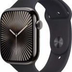 Apple Watch Series 10 Cellular Titanium 46mm Αδιάβροχο με eSIM και Παλμογράφο (Slate - Black Sport Band – M/L)