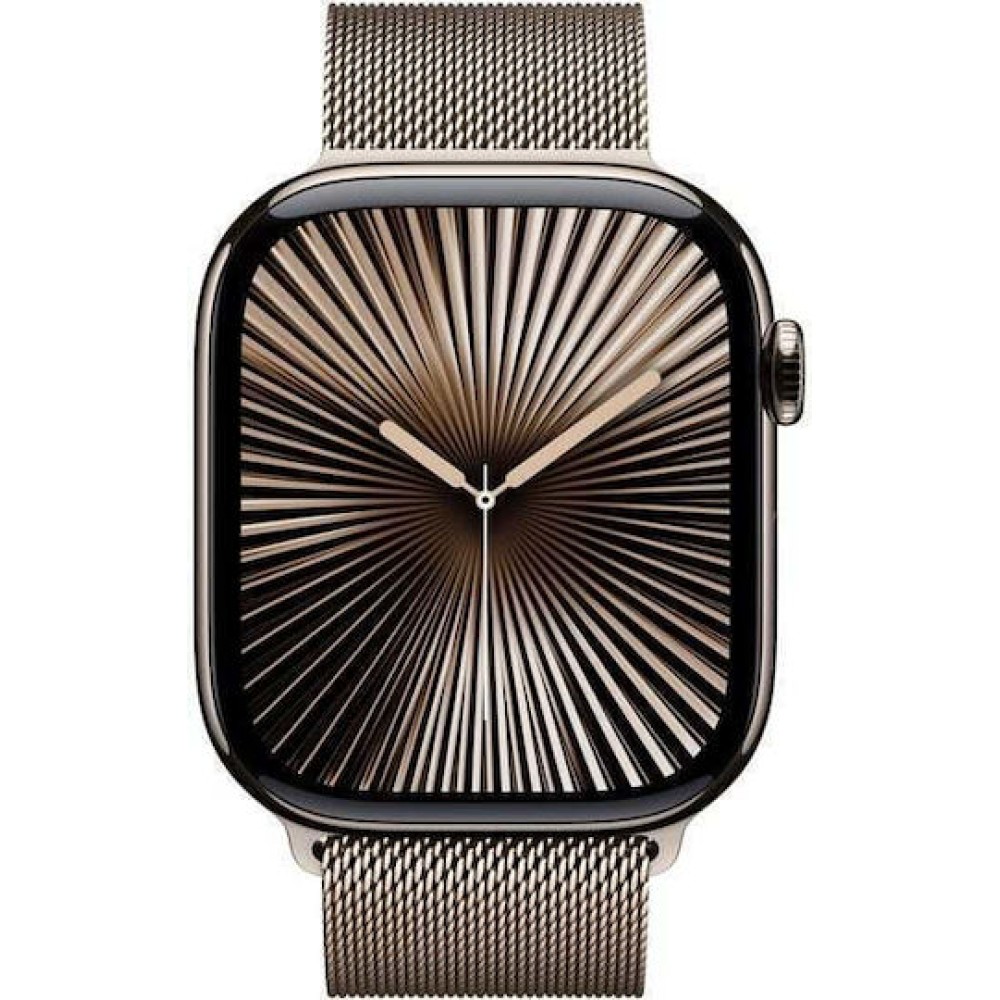 Apple Watch Series 10 Cellular Titanium 46mm Αδιάβροχο με eSIM και Παλμογράφο (Natural Titanum with Milanese Loop Natural (M/L))