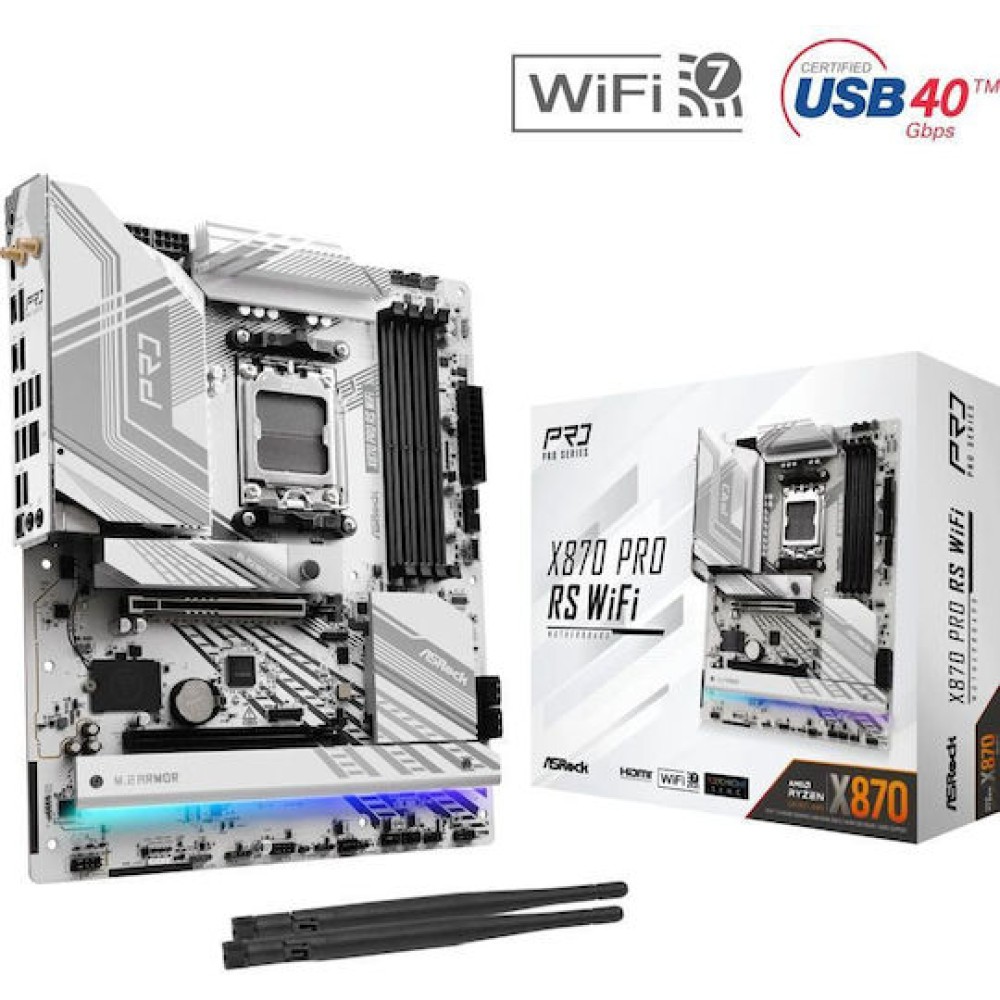 ASRock X870 Pro RS WiFi Motherboard ATX με AMD AM5 Socket 90-MXBQ00-A0UAYZ