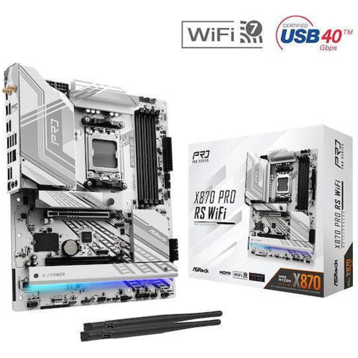 ASRock X870 Pro RS WiFi Motherboard ATX με AMD AM5 Socket 90-MXBQ00-A0UAYZ