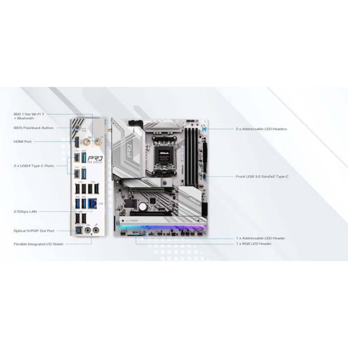 ASRock X870 Pro RS WiFi Motherboard ATX με AMD AM5 Socket 90-MXBQ00-A0UAYZ