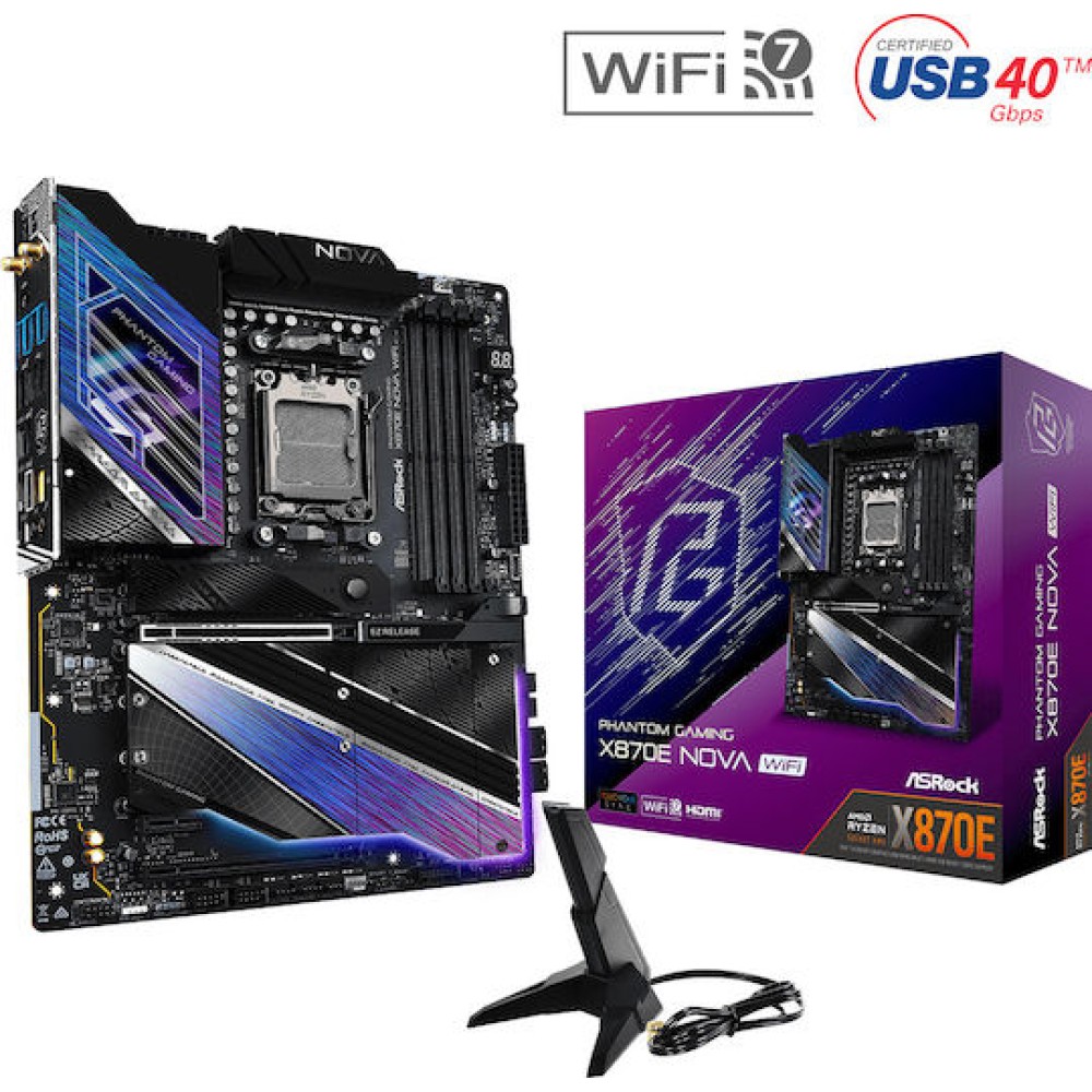 ASRock PHANTOM GAMING X870E Nova WiFi Motherboard ATX με AMD AM5 Socket 90-MXBPX0-A0UAYZ