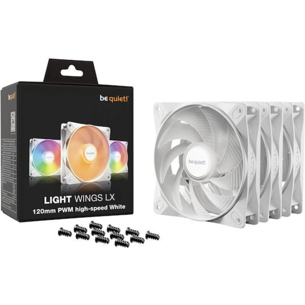 Be Quiet Light Wings LX HS Case Fan 120mm με ARGB Φωτισμό και Σύνδεση 3-Pin / 4-Pin PWM 3τμχ Λευκό