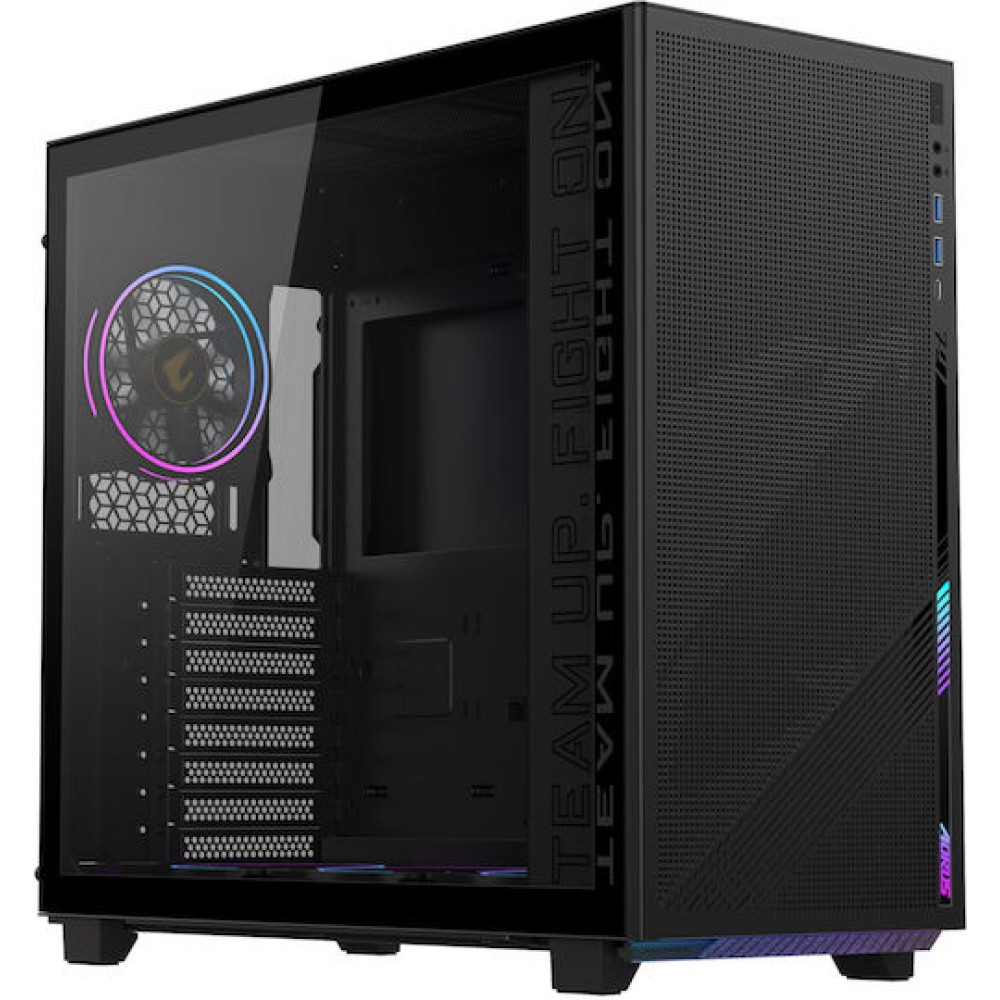 Gigabyte Aorus C400 Glass Midi Tower Κουτί Υπολογιστή με Πλαϊνό Παράθυρο και RGB Φωτισμό Μαύρο