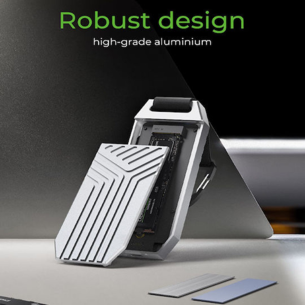 Icy Box Θήκη για Σκληρό Δίσκο M.2 PCI Express NVME με σύνδεση Type-C σε Ασημί χρώμα