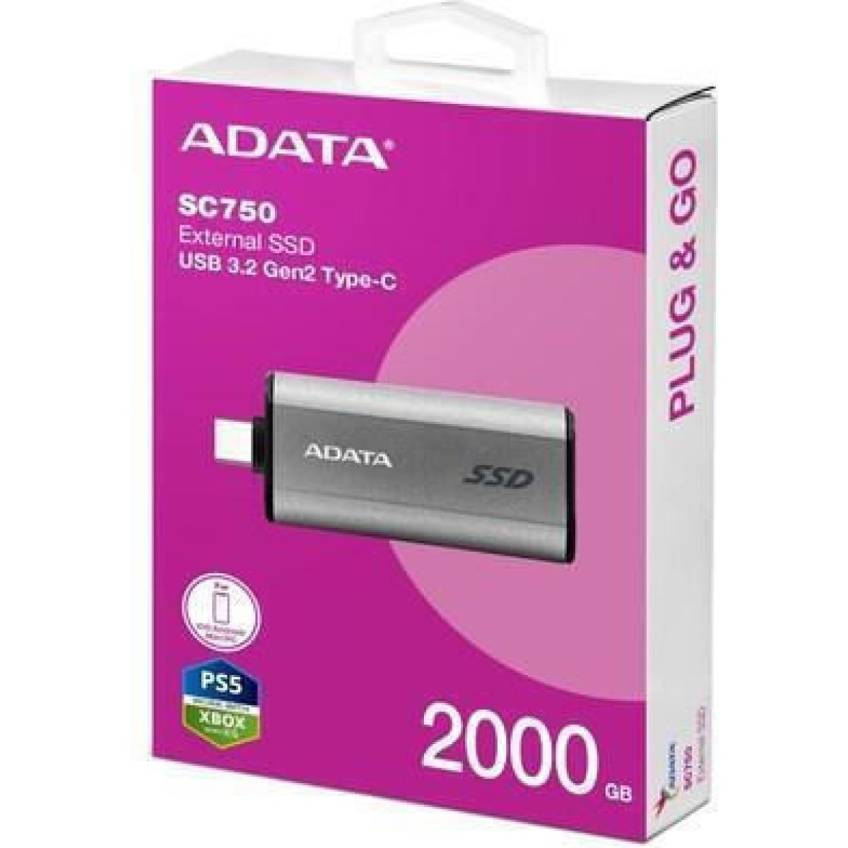 Adata 2.0TB USB 2.0 SSD Stick με σύνδεση USB-C Μαύρο