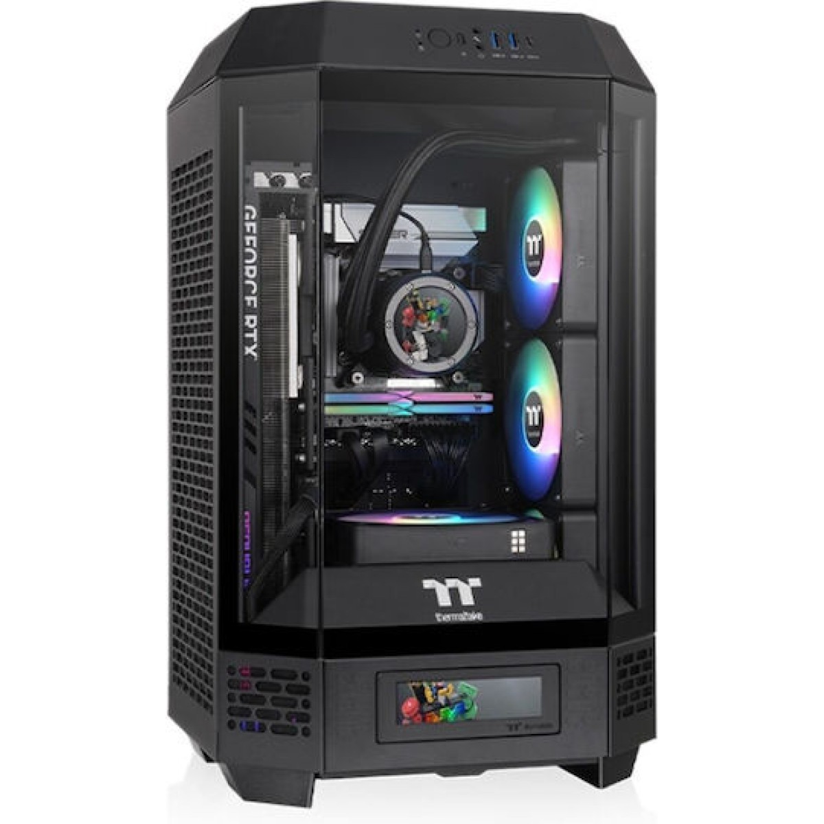 Thermaltake The Tower 250 Gaming Mini Tower Κουτί Υπολογιστή με Πλαϊνό Παράθυρο και RGB Φωτισμό Μαύρο