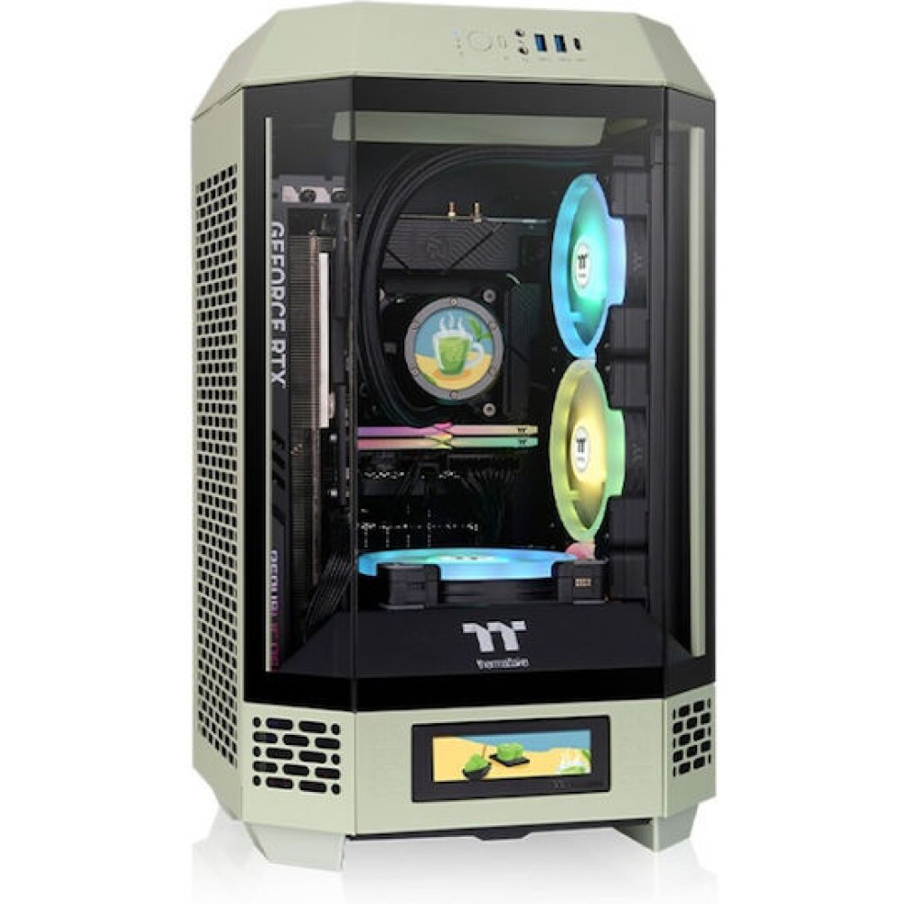 Thermaltake The Tower 250 Gaming Mini Tower Κουτί Υπολογιστή με Πλαϊνό Παράθυρο και RGB Φωτισμό Matcha Green