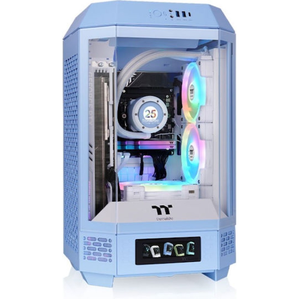 Thermaltake The Tower 250 Gaming Mini Tower Κουτί Υπολογιστή με Πλαϊνό Παράθυρο και RGB Φωτισμό Hydrangea Blue