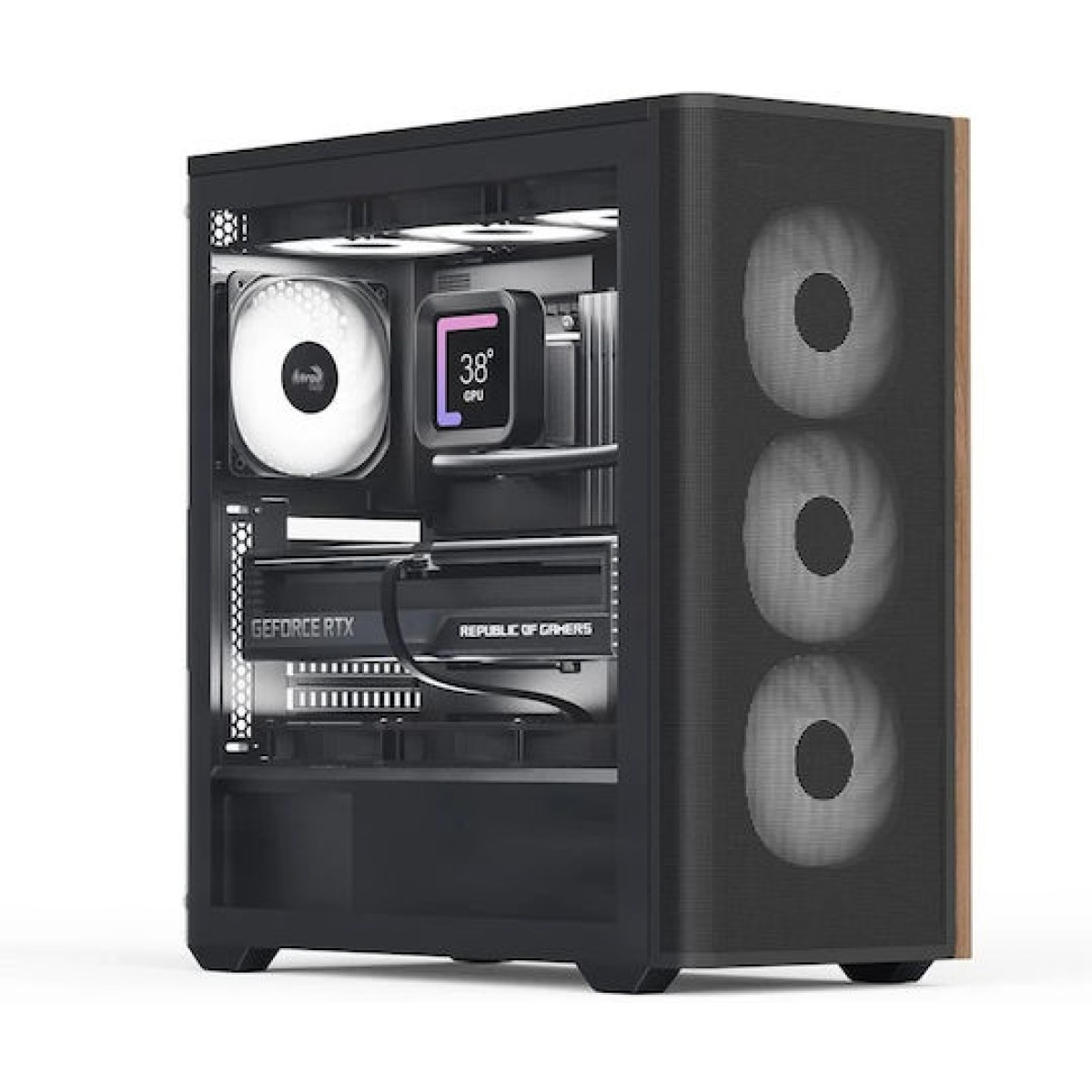 Aerocool D501A V2 Gaming Midi Tower Κουτί Υπολογιστή με Πλαϊνό Παράθυρο και RGB Φωτισμό Μαύρο