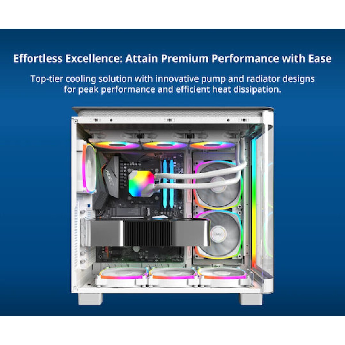 Montech HyperFlow Υδρόψυξη Επεξεργαστή Τριπλού Ανεμιστήρα 120mm για Socket AM4/AM5/1700/1200/115x με ARGB Φωτισμό Λευκή