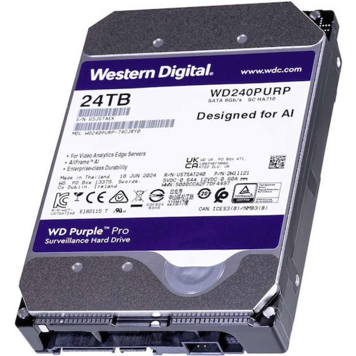 Western Digital Surveillance 24TB HDD Σκληρός Δίσκος 3.5