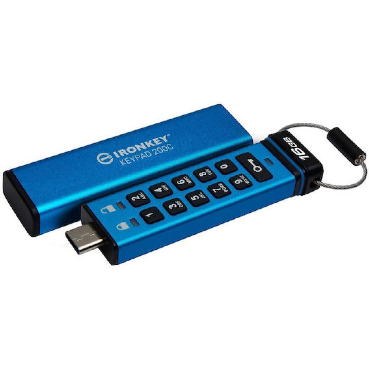 Kingston IronKey Keypad 200C 16GB USB 3.2 Stick με σύνδεση USB-C Μπλε
