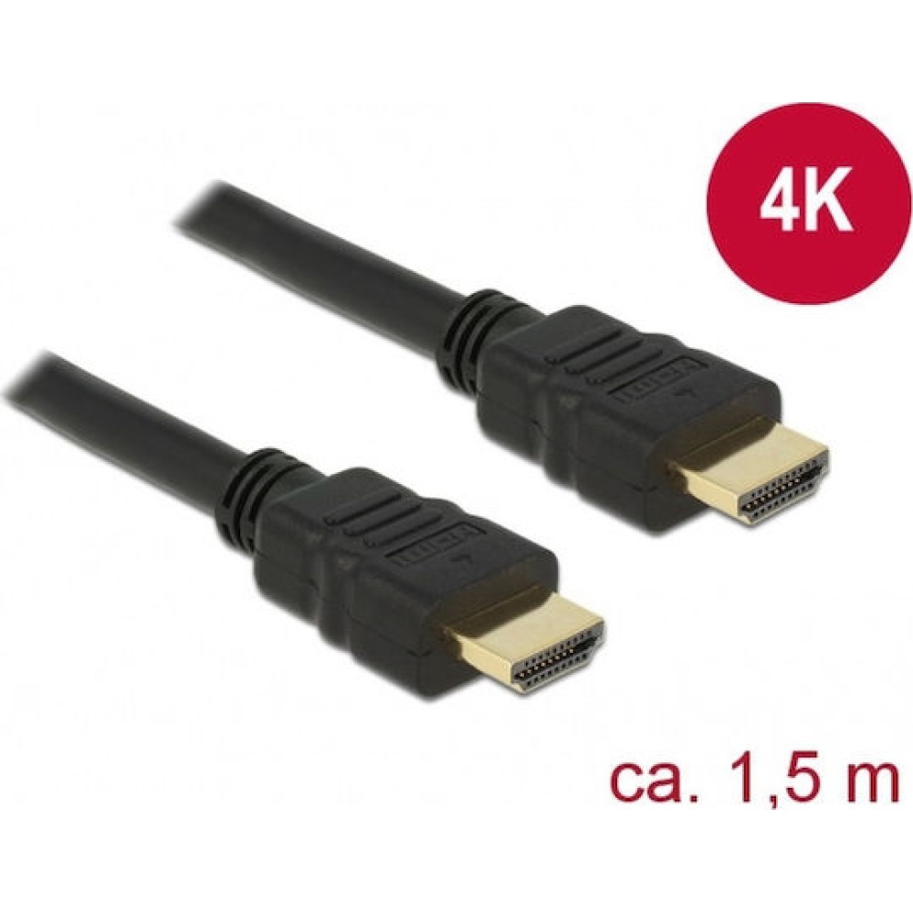 DeLock Cable HDMI male - HDMI male 1.5m Μαύρο