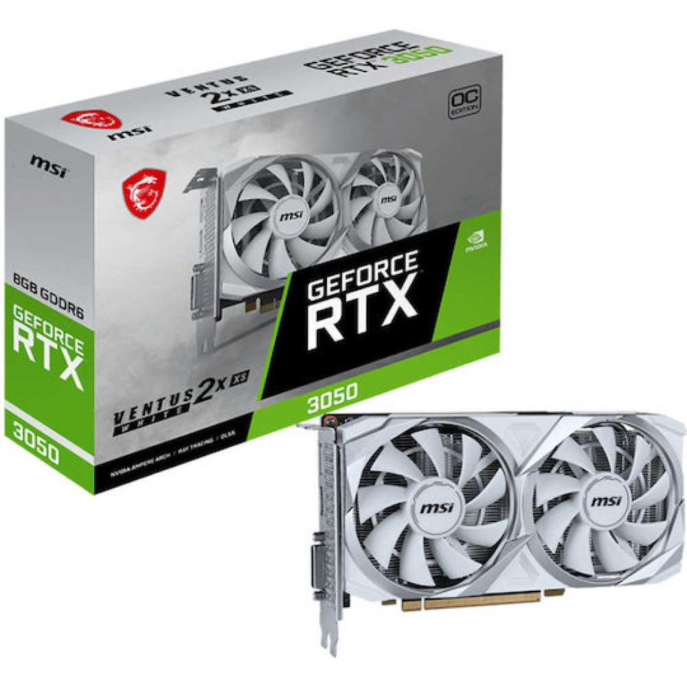 MSI GeForce RTX 3050 8GB GDDR6 Ventus 2X XS OC White Κάρτα Γραφικών