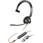 Poly Blackwire 3315 On Ear Multimedia Ακουστικά με μικρόφωνο και σύνδεση 3.5mm Jack / USB-C