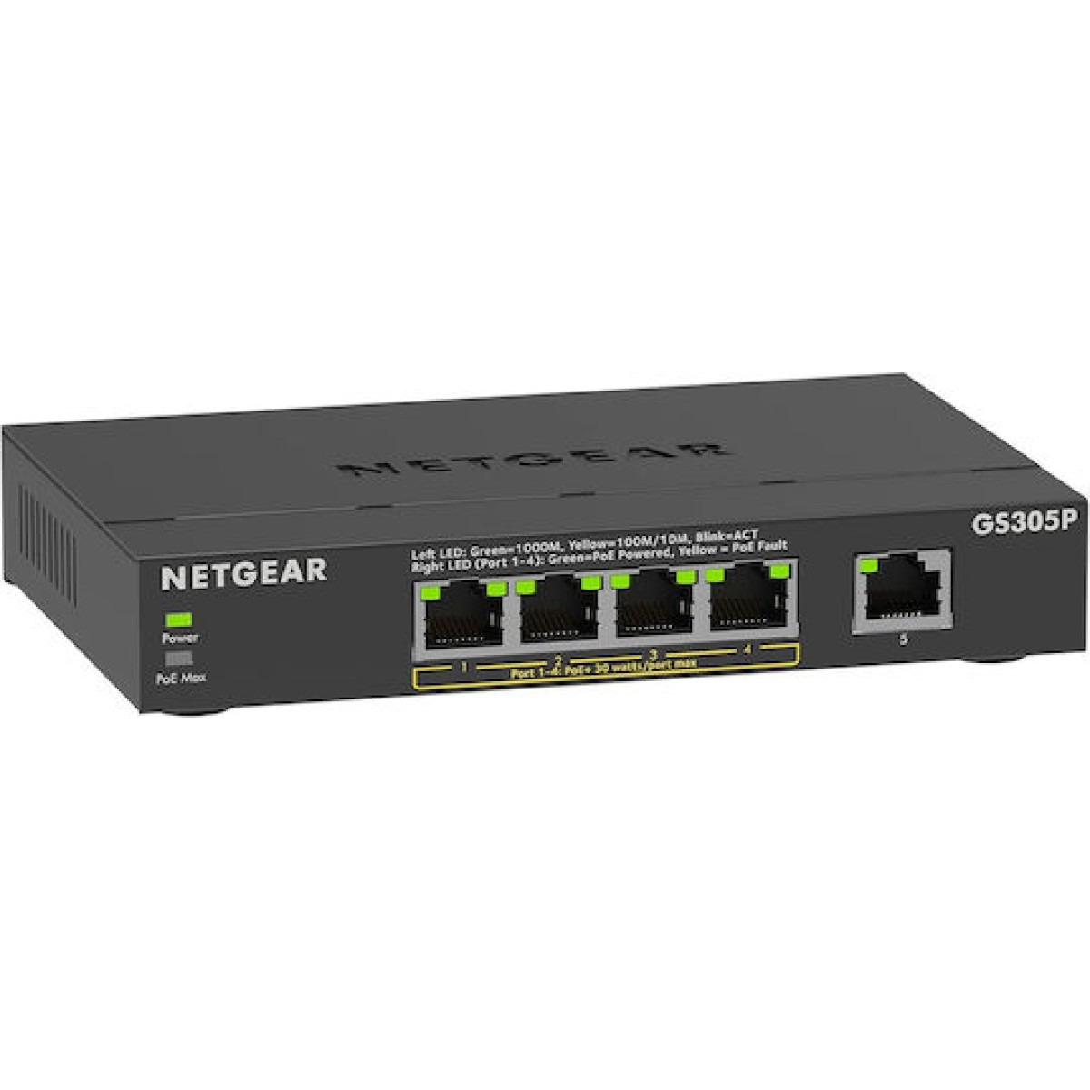 NetGear GS305P-300EUS Managed L3 PoE Switch με 4 Θύρες Gigabit (1Gbps) Ethernet
