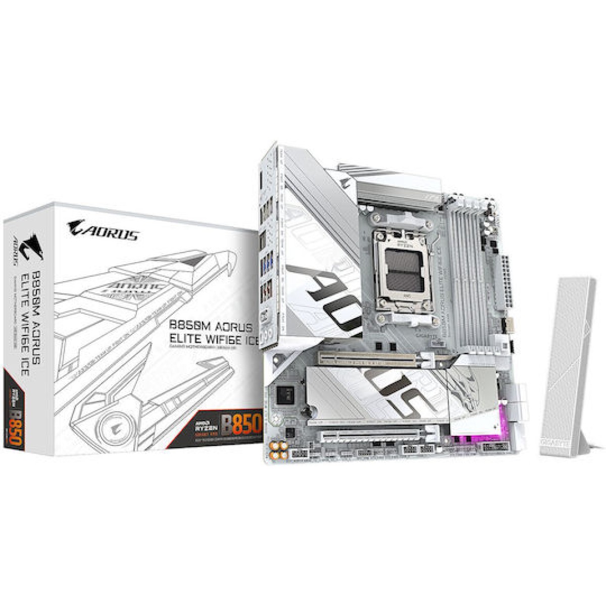 Gigabyte B850M Aorus Elite WIFI6E Ice Motherboard Micro ATX με AMD AM5 Socket