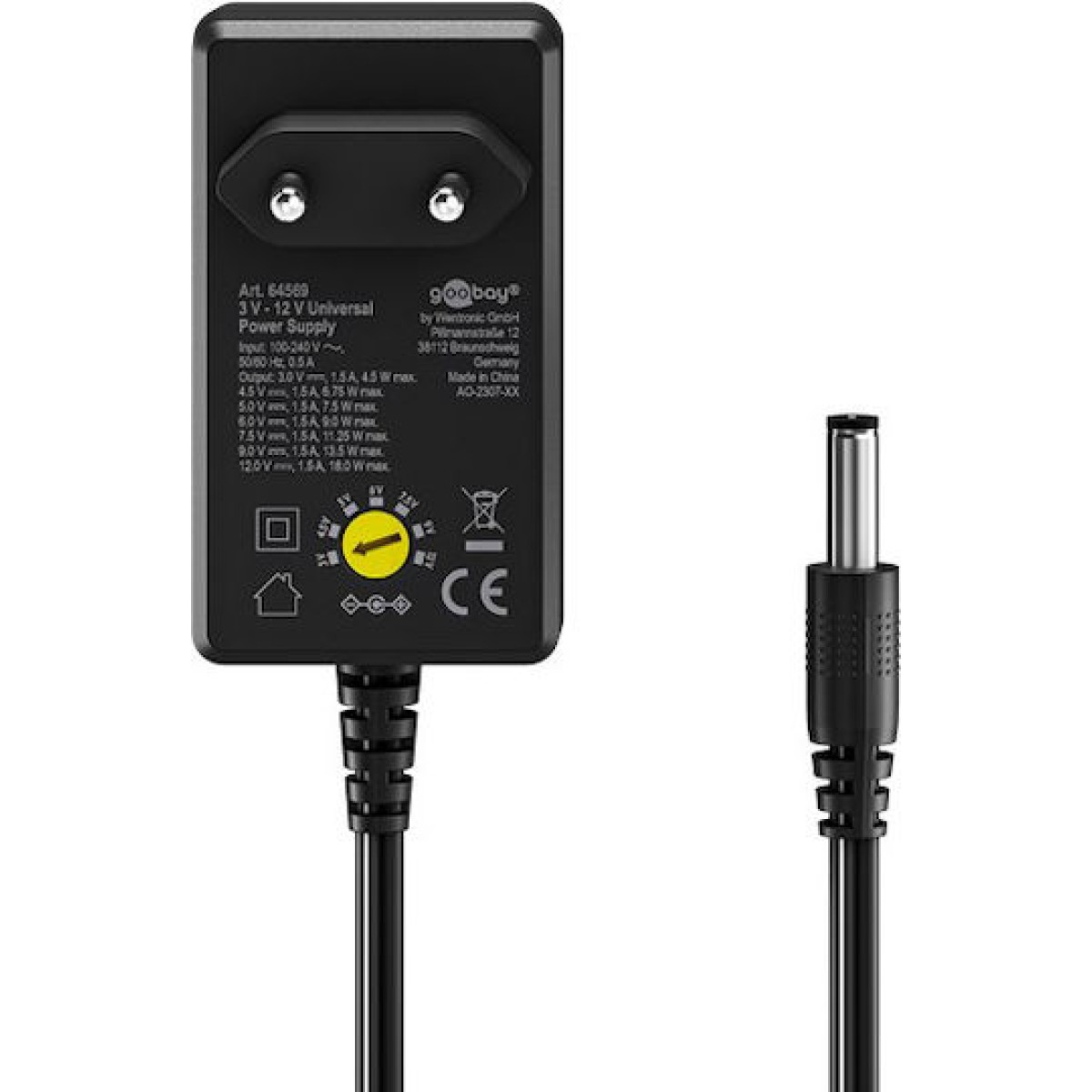 Goobay Ρυθμιζόμενο Universal Τροφοδοτικό 5 2.4A 12W με σετ βυσμάτων (74436)