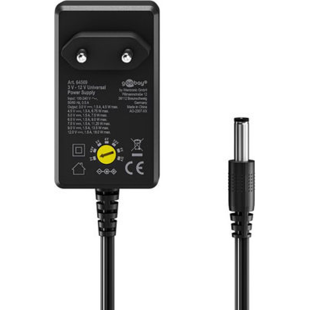 Goobay Ρυθμιζόμενο Universal Τροφοδοτικό 5 2.4A 12W με σετ βυσμάτων (74436)