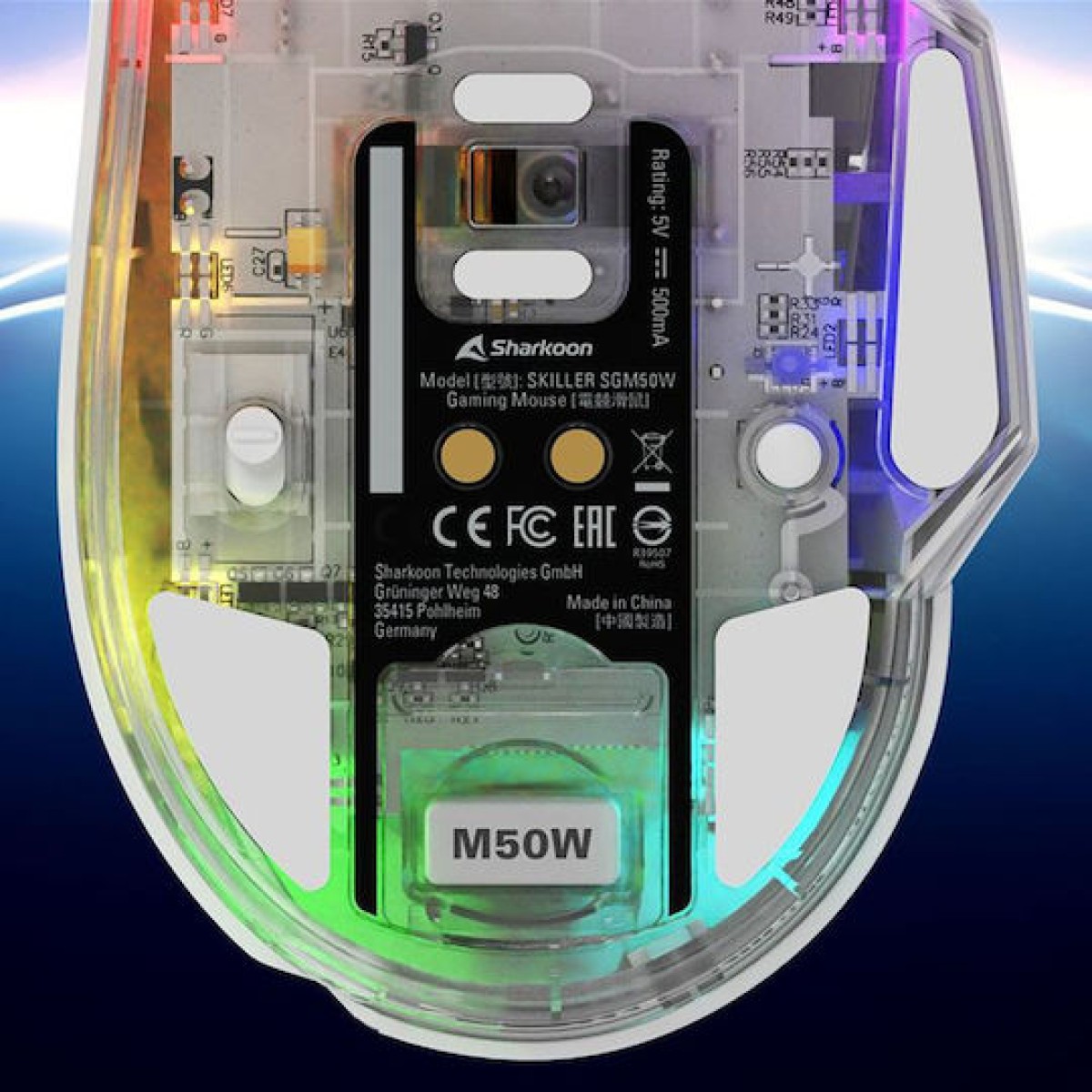 Sharkoon SGM50W Ασύρματο RGB Gaming Ποντίκι 6400 DPI Λευκό