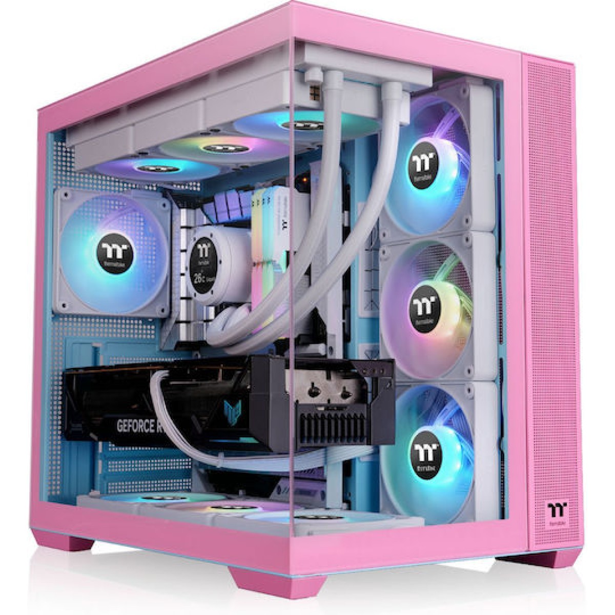 Thermaltake View 380 TG ARGB Gaming Midi Tower Κουτί Υπολογιστή με Πλαϊνό Παράθυρο Bubble Pink