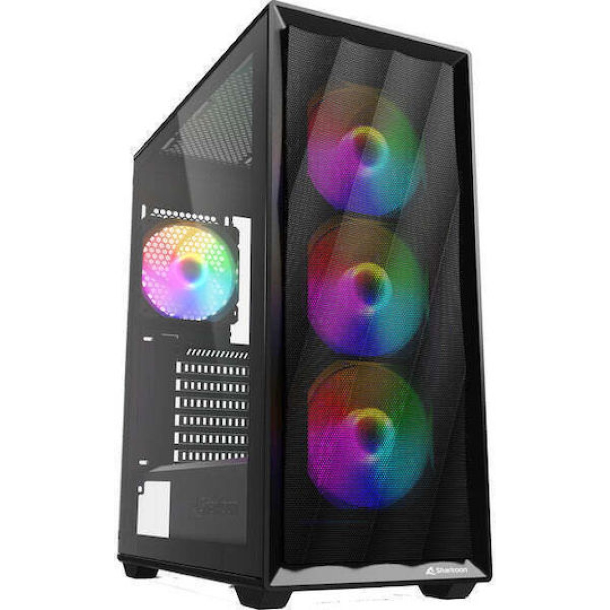 Sharkoon VK4 Rainbow Gaming Midi Tower Κουτί Υπολογιστή με Πλαϊνό Παράθυρο και RGB Φωτισμό Μαύρο