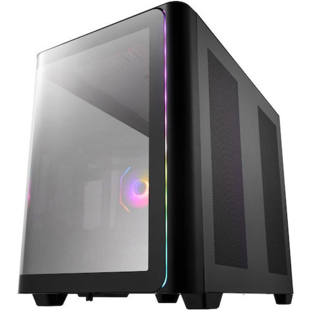 FSP/Fortron M580 Gaming Midi Tower Κουτί Υπολογιστή με Πλαϊνό Παράθυρο και RGB Φωτισμό Μαύρο