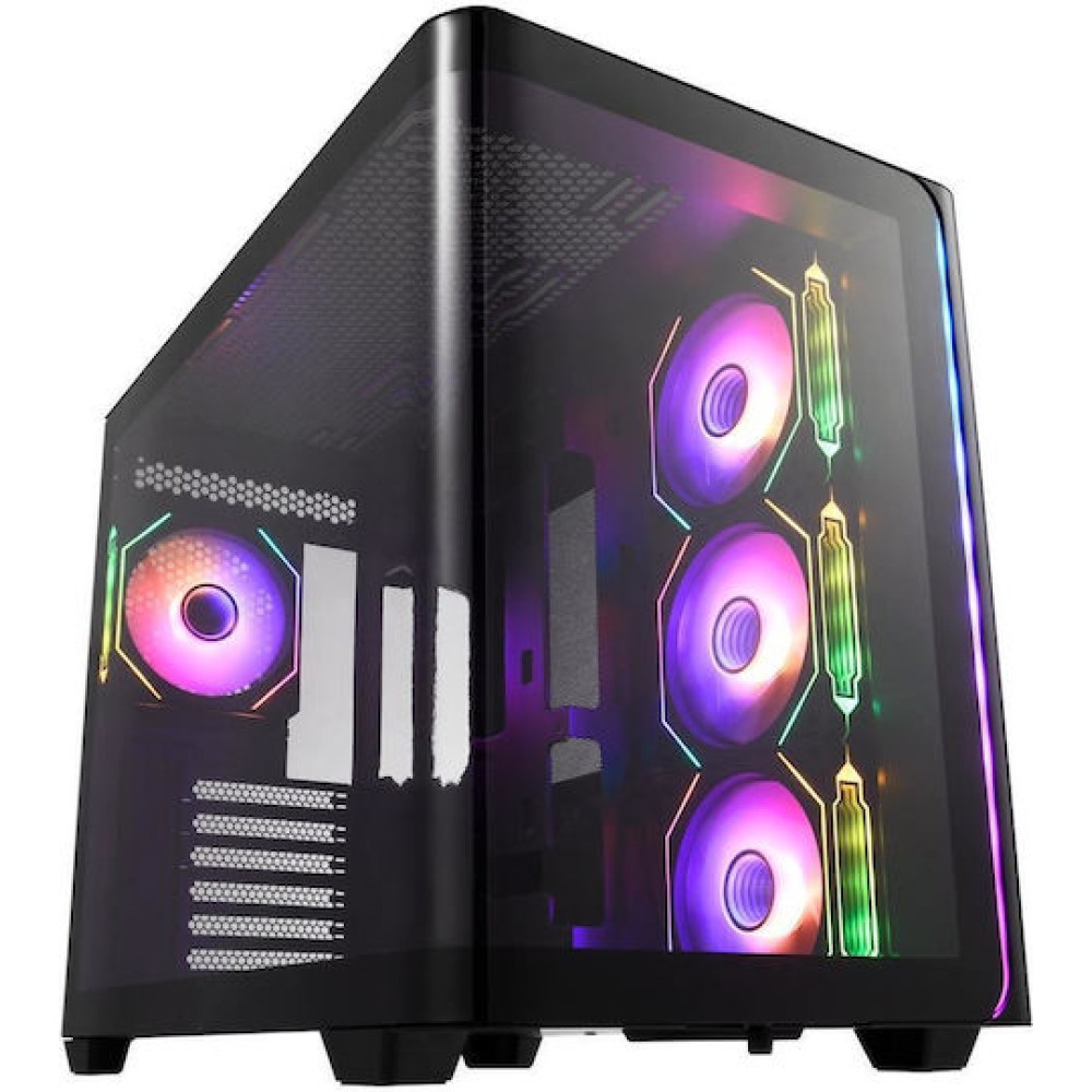FSP/Fortron M580 Gaming Midi Tower Κουτί Υπολογιστή με Πλαϊνό Παράθυρο και RGB Φωτισμό Μαύρο