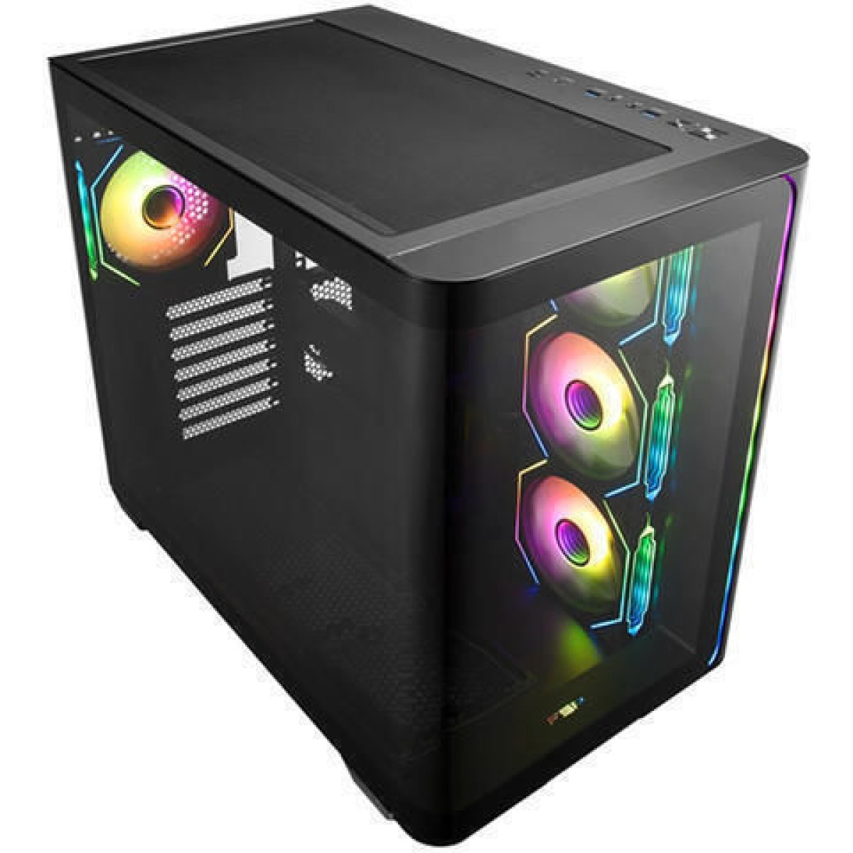 FSP/Fortron M580 Gaming Midi Tower Κουτί Υπολογιστή με Πλαϊνό Παράθυρο και RGB Φωτισμό Μαύρο