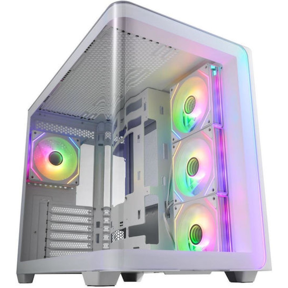 FSP/Fortron M580 Gaming Midi Tower Κουτί Υπολογιστή με Πλαϊνό Παράθυρο και RGB Φωτισμό Λευκό