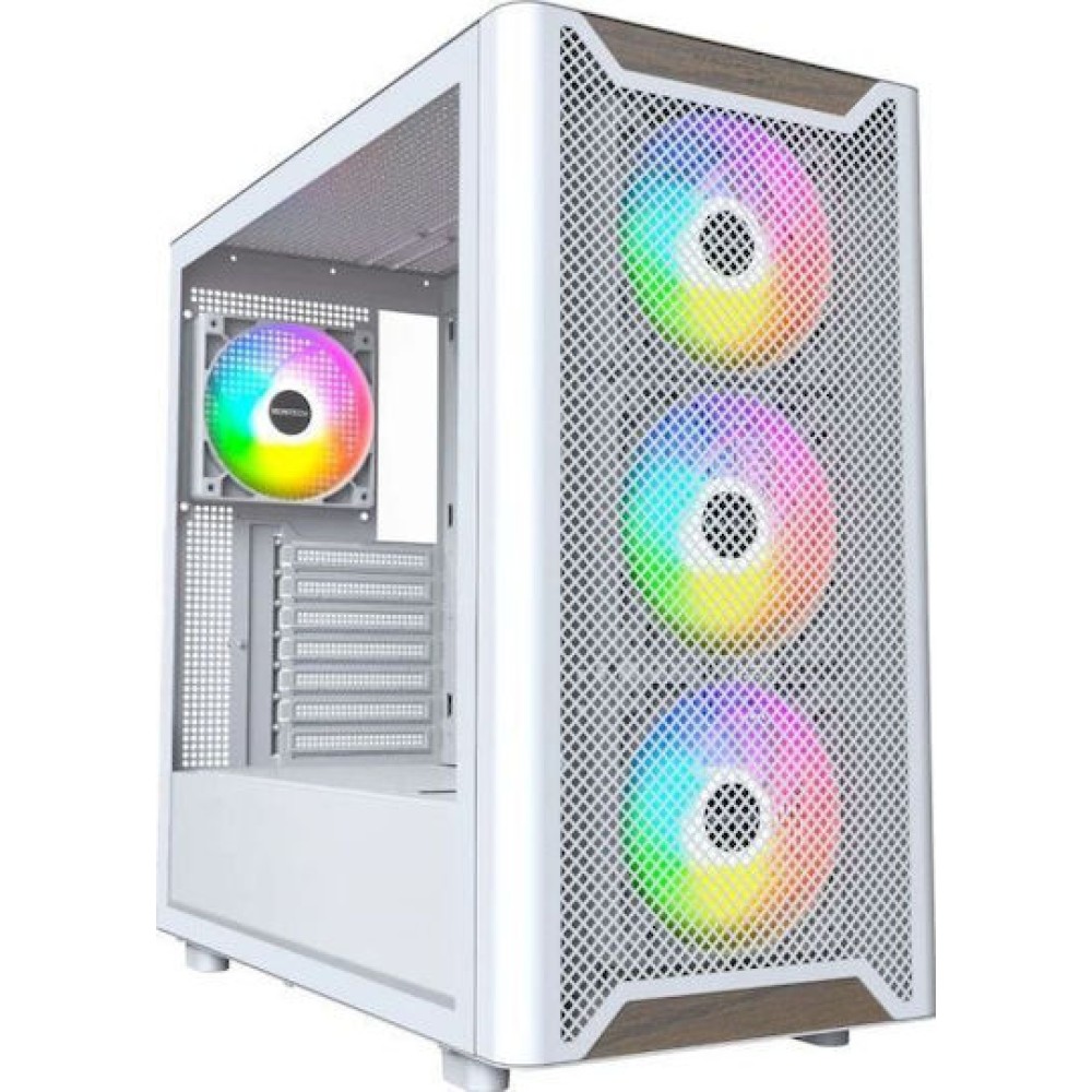 Montech XR Wood Gaming Midi Tower Κουτί Υπολογιστή με Πλαϊνό Παράθυρο και ARGB Φωτισμό Λευκό