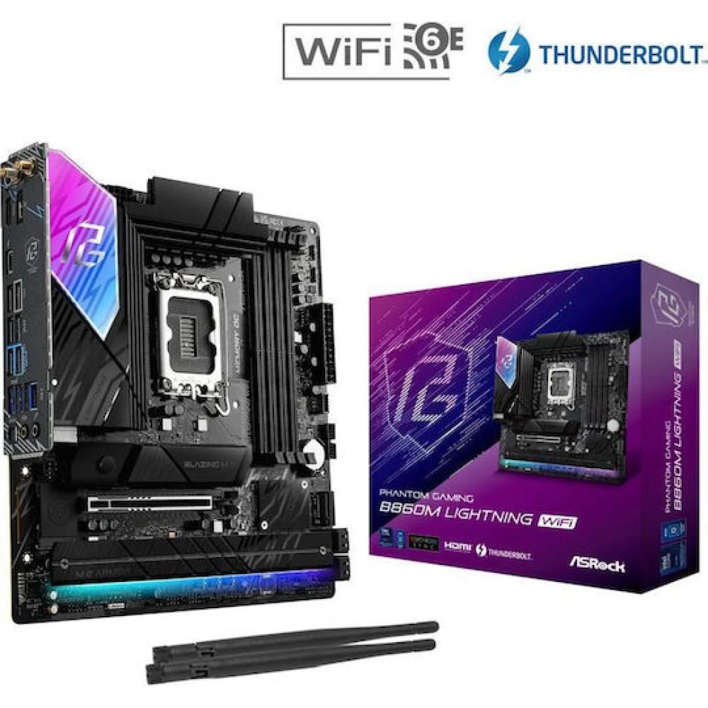 ASRock B860 Lightning WiFi Motherboard Micro ATX με Intel 1851 Socket 90-MXBQG0-A0UAYZ