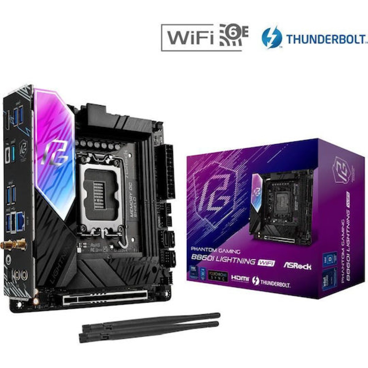 ASRock B860I Lightning WiFi Motherboard Mini ITX με Intel 1851 Socket 90-MXBRZ0-A0UAYZ