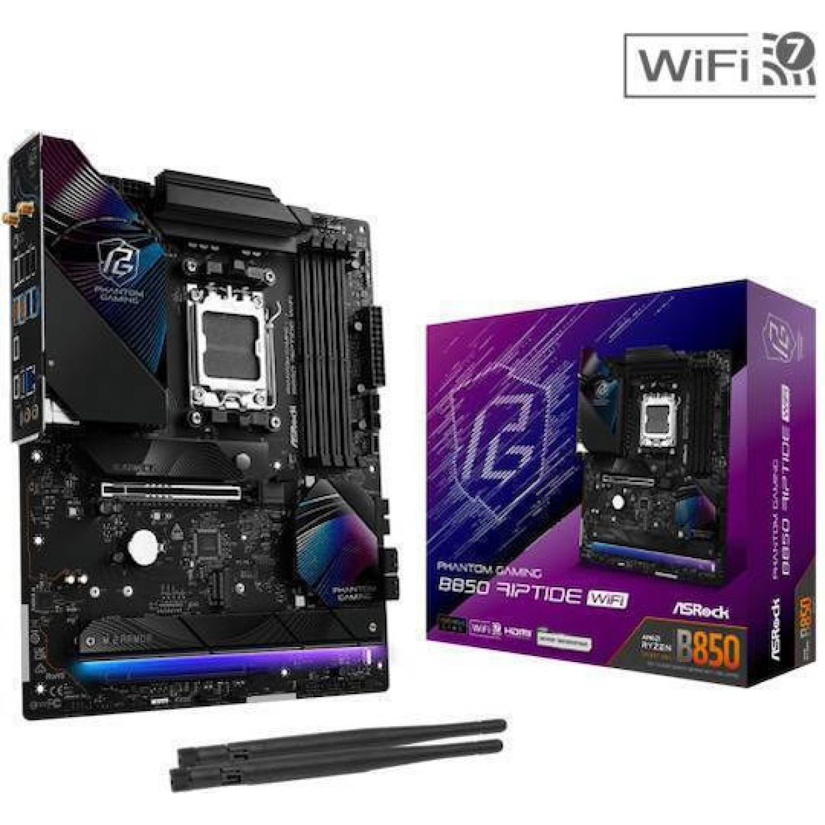 ASRock PHANTOM GAMING B850 Riptide WiFi Motherboard ATX με AMD AM5 Socket 90-MXBQT0-A0UAYZ