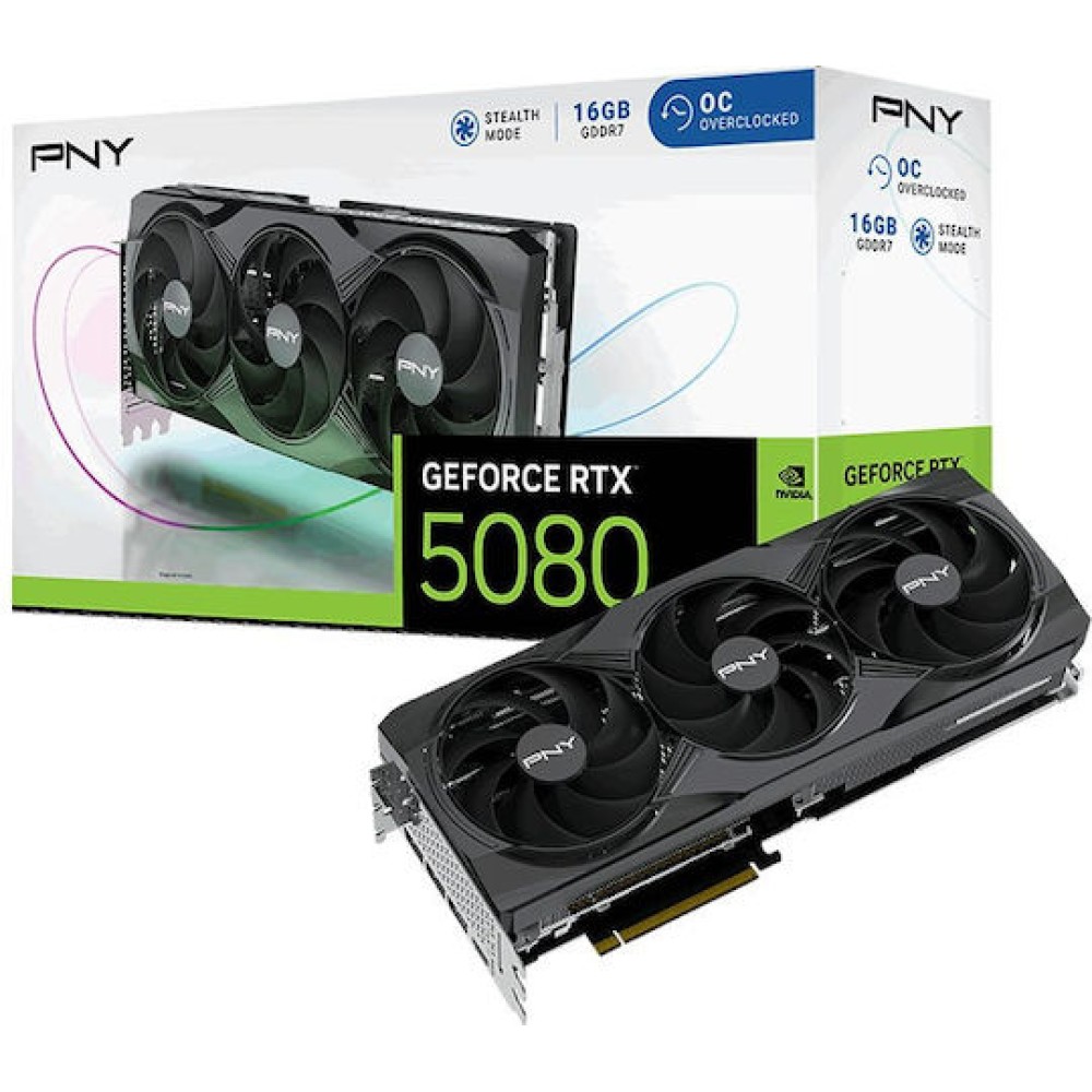 PNY GeForce RTX 5080 16GB GDDR7 Overclocked Triple Fan Κάρτα Γραφικών
