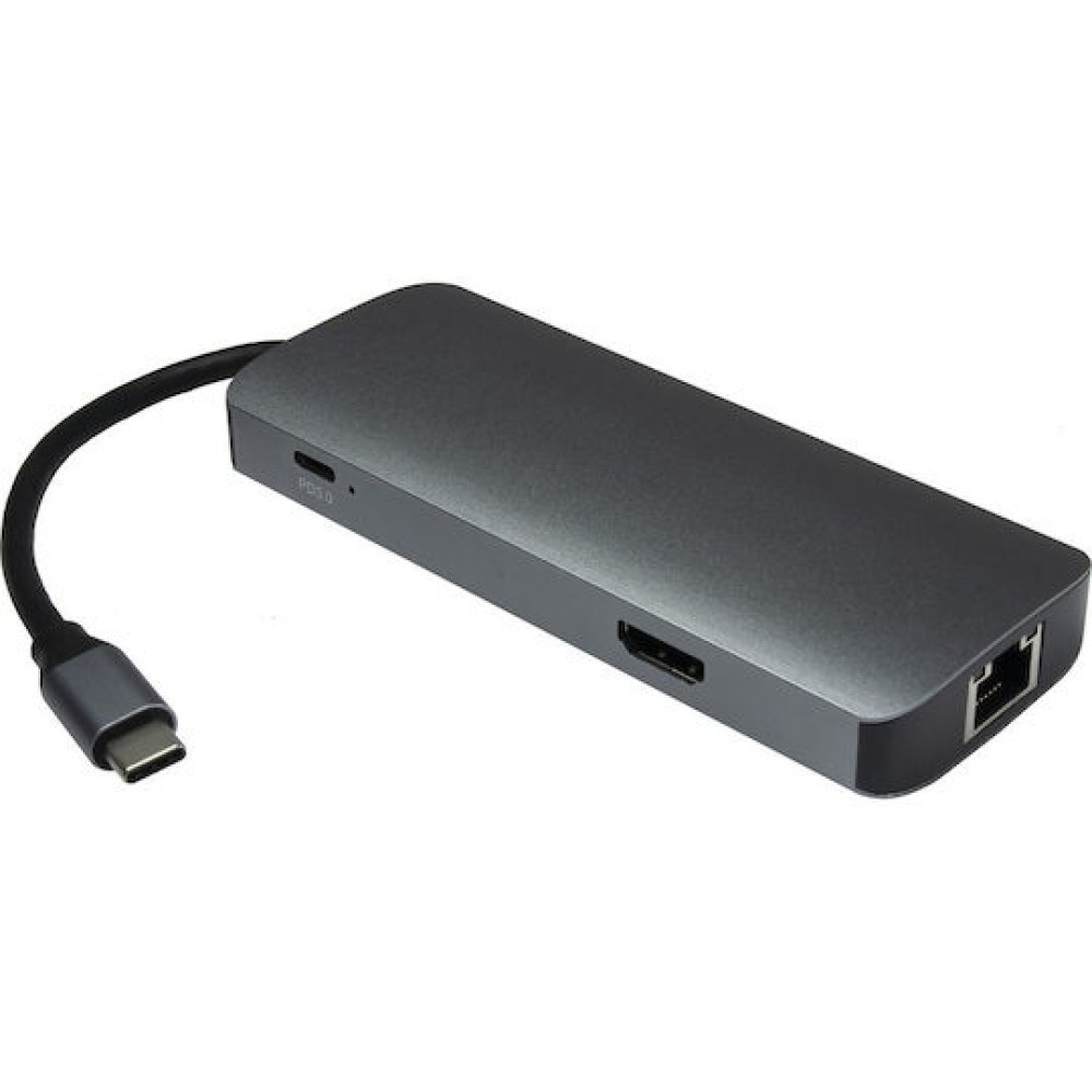 Inter-Tech H-428 USB-C Docking Station με HDMI 4K PD Ethernet Μαύρο