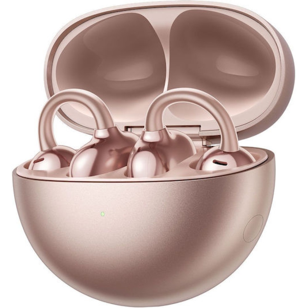 Huawei FreeClip Earbud Bluetooth Handsfree Ακουστικά με Αντοχή στον Ιδρώτα και Θήκη Φόρτισης Ροζ Χρυσά