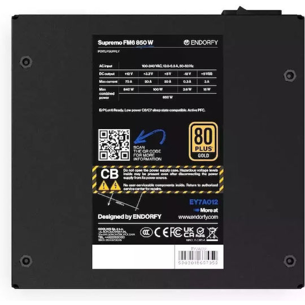 Endorfy Supremo FM6 850W Μαύρο Τροφοδοτικό Υπολογιστή Full Modular 80 Plus Gold